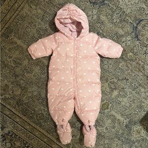 BABY GAP Pink/White Heart Snowsuit 6-12 Months